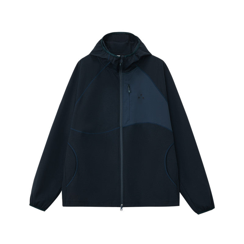 FPA Fancy Yarn Contrast Color Zip-Up Hooded Sweatshirt Jacket Spring Sports Couple Casual Cardigan