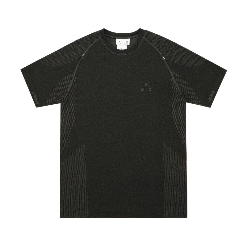 FPA One-Piece Knit Texture Short Sleeve T-Shirt for Men - Summer Round Neck Contrast Color Fitness Outdoor Sports Tee