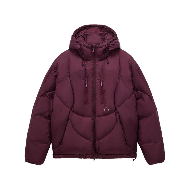 FPA Double-Zip Curved Seam Hooded Matte Down Jacket – Winter Sports Premium Warmth