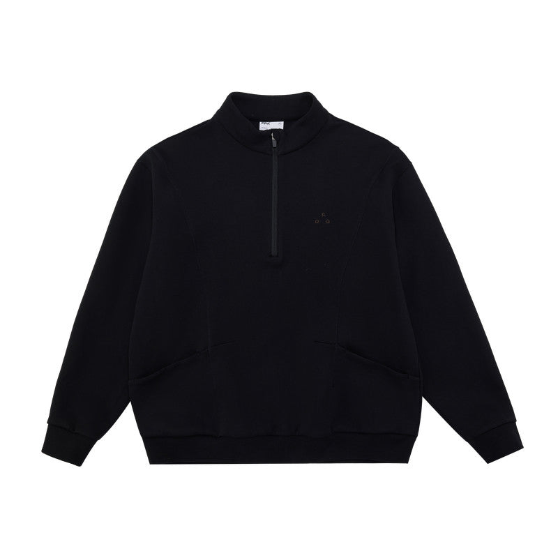 FPA Stand Collar Half-Zip Loose Structured Hoodie - Chinese Streetwear American Retro Casual Spring Pullover