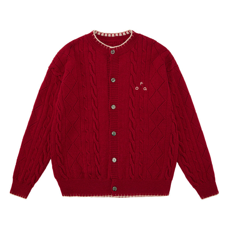FPA Cable Knit Contrast Color Cardigan