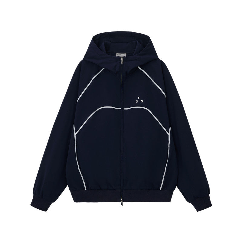 FPA Color-Block Grid Fleece Hooded Sweatshirt – Loose-Fit Cardigan Style Casual Pullover for Men and Women