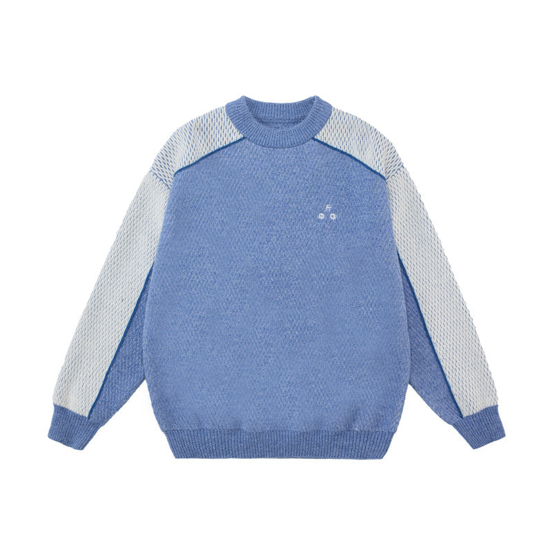 FPA Color-Block Logo Two-Sided Knit Sweater | Premium Crew Neck Pullover for Couples
