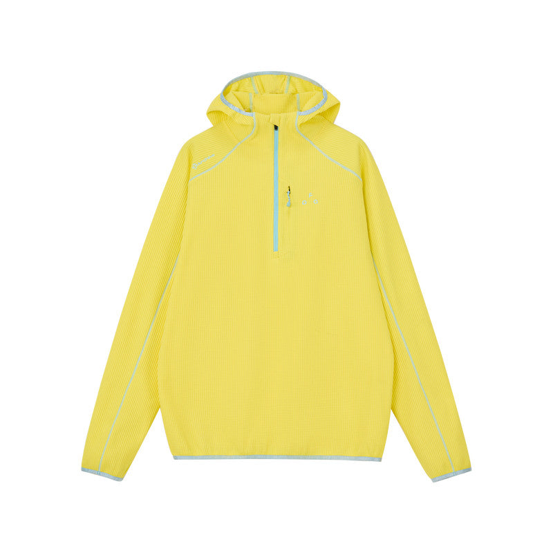 FPA Sun-Protective Quick-Dry Sports Hooded Long-Sleeve Shirt with Contrast Half-Zip, Casual Spring Outdoor Unisex T-Shirt