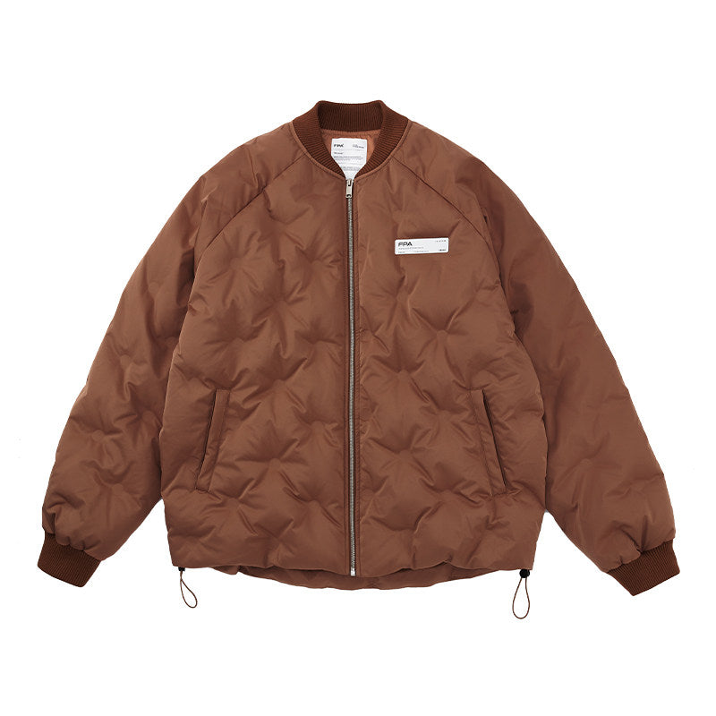 FPA Light Blue Quilted Baseball-Style Down Jacket – Chinese Streetwear Couple's Winter Thickened Short Coat for Men