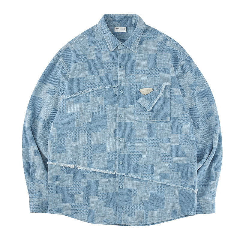 FPA High-End Design Fringe Long-Sleeve Shirt – Unisex Retro American Style Casual Shirt for Men