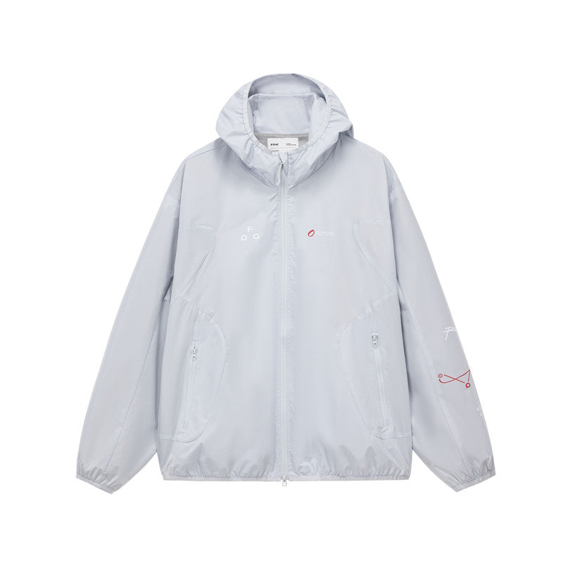 FPA Hooded Sports Color-Block Typography Windbreaker Jacket Spring/Autumn Casual Unisex Outdoor Lightweight Coat for Men