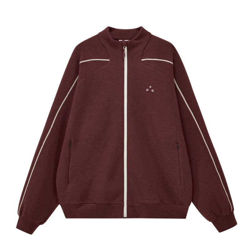 FPA Light Fleece Double-Sided Space Cotton Stand Collar Hoodie - Spring/Fall Sports Color-Block Zipper Casual Cardigan for Men