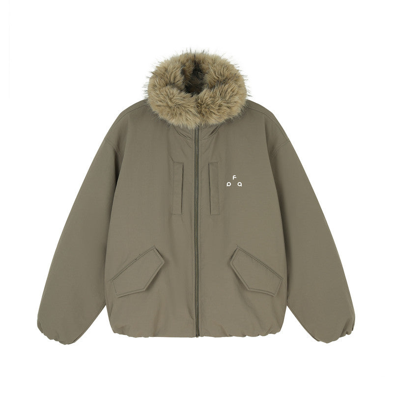 FPA Eco-Friendly Mink Fur Collar Black Parka Down Jacket