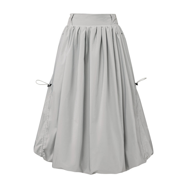 FPA Waterproof Breathable Casual Puffy Bubble Skirt 2026 New Loose Wide Waistband Black Skirt for Women