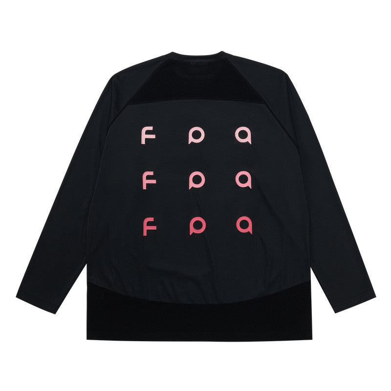 FPA Gradient Logo Textured Panel Long Sleeve T-Shirt for Couples – Contrast Color Print Outdoor Sports Quick-Dry