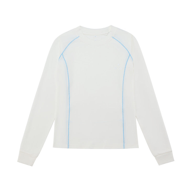 FPA Contrast Stitch Triangle Logo Basic Spring Outdoor Sports Slim Fit Casual Long Sleeve T-Shirt for Women