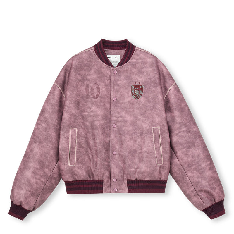 FPA Badge Leather Baseball Jacket - Chinese Streetwear American Motorcycle Racing Style Short Baseball Collar Jacket for Men