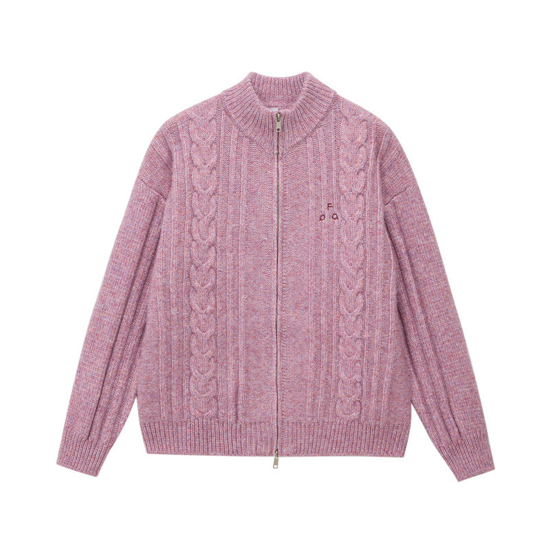 FPA Loose-Fit Chunky Yarn Zip-Up Sweater 2026 New Retro Unisex Cardigan Knit Top