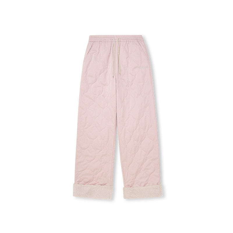 FPA Heavy-Duty Water-Repellent Quilted Cotton Pants with Fleece Lining – Winter Thickened Warm Streetwear Loose Straight-Leg Trousers