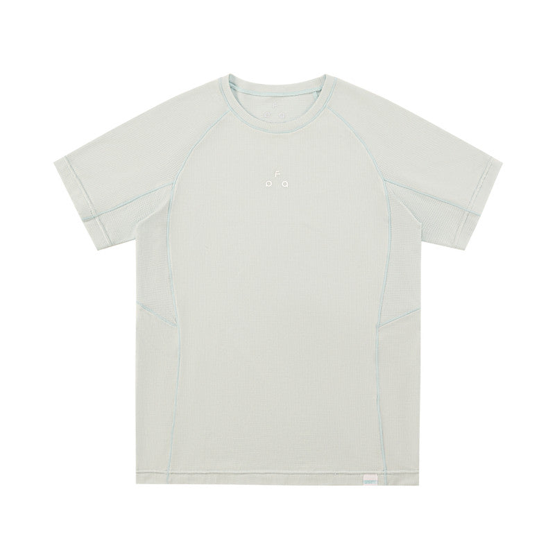 FPA Sport COOLMAX Paneled T-Shirt - Summer Outdoor Breathable Crew Neck Basic Logo Black Short Sleeve Men