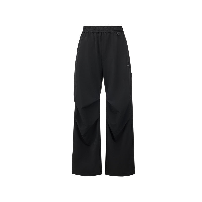 FPA Outdoor Soft Shell Waterproof Anti-Static Drape Four-Season Trousers, Chinese Trend Sports Loose Casual Black Paratrooper Pants