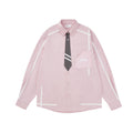 FPA Webbing Patch Fake Tie Long-Sleeve Shirt 2023 New Spring/Autumn Chinese Streetwear Loose-Fit Men's Shirt