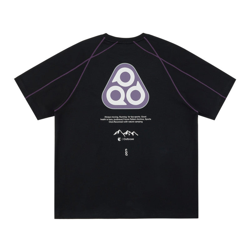 FPA Triangle Logo Contrast Color Short Sleeve T-Shirt - Summer Quick-Dry Crew Neck Unisex Outdoor Sports Tee