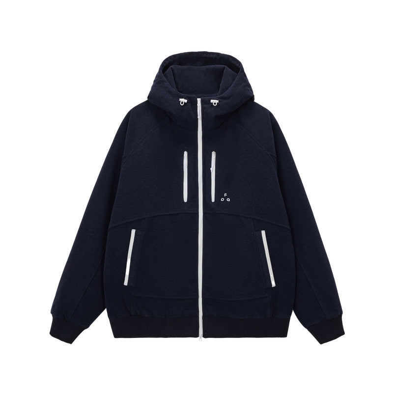 FPA 90% White Duck Down Wool-Blend Warm Coat – Men's Outdoor Casual Retro Hooded Down Jacket for Fall/Winter