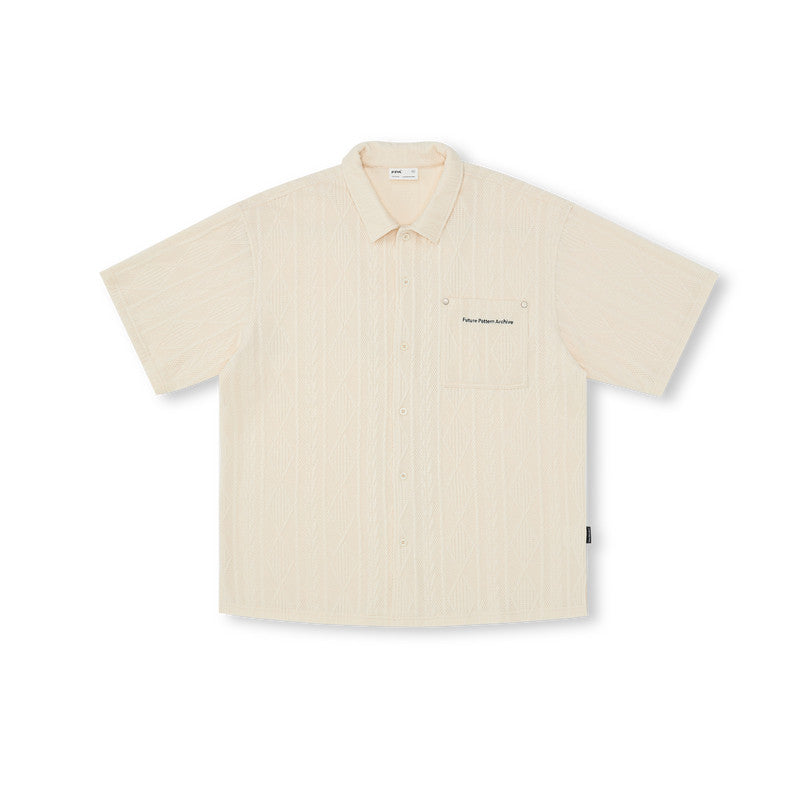 FPA Textured Casual Short-Sleeve Shirt – Chinese Streetwear Summer Couple Loose-Fit Camp Collar Half-Sleeve Shirt for Men