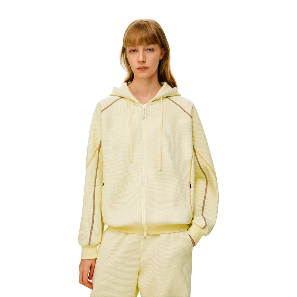 FPA Waffle Fleece Color-Block Women's Hooded Sweatshirt Spring/Fall Zip-Up Cardigan Casual Set Hoodie