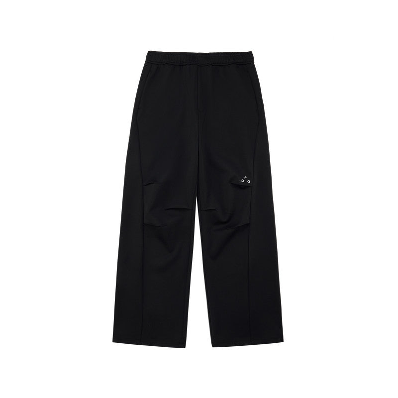 FPA Athletic Quick-Dry Mesh Stretch Air Layer Casual Sweatpants – Chinese Street Style Loose Wide-Leg Black Long Pants