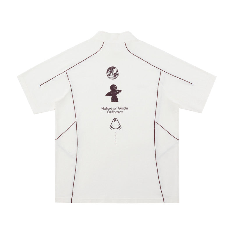 FPA Half-Zip Breathable Cycling Reflective Short Sleeve Outdoor Sports Fitness Summer Printed Casual T-Shirt for Men