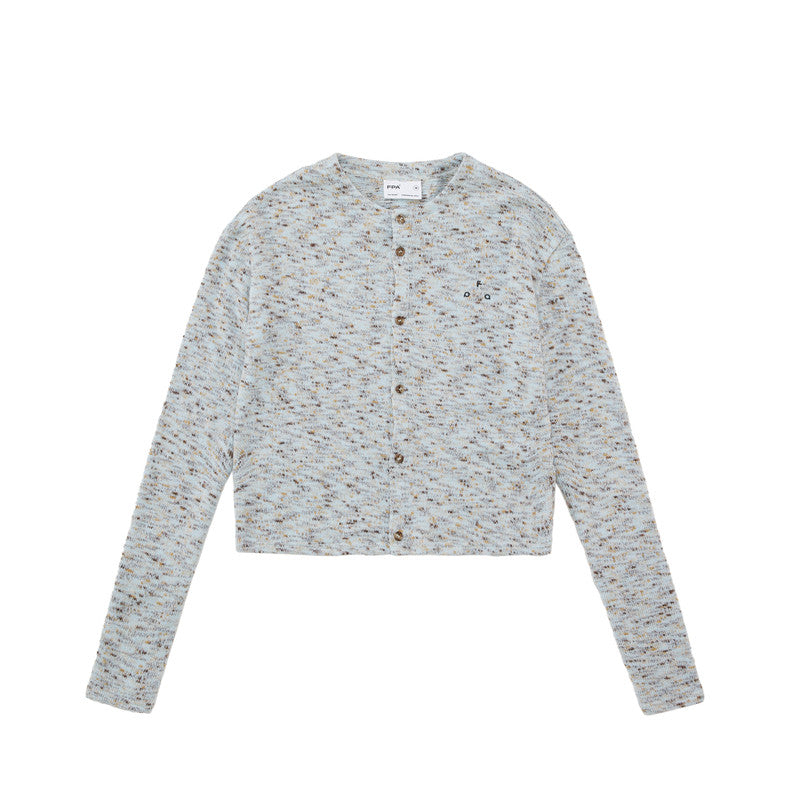 FPA Iridescent Marl Short Cardigan Sweater – Autumn/Winter Long-Sleeve Knit Jacket for Women