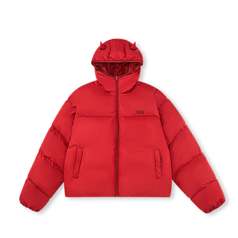 FPA Textured Hooded Down Jacket – Chinese New Year Red Couple Winter Coat