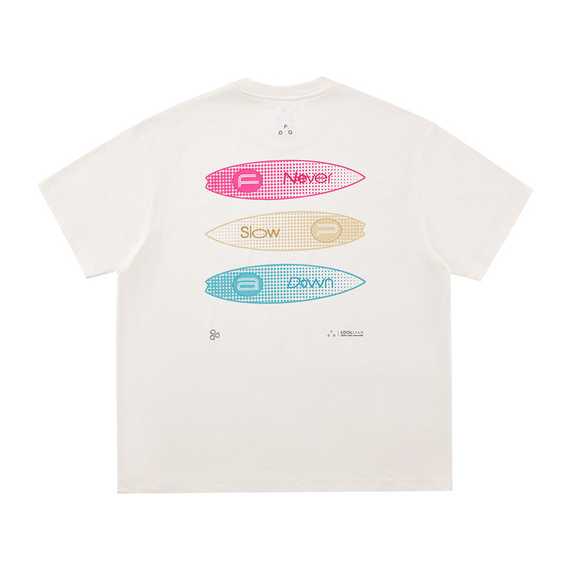 FPA COOLMAX Surfboard Polka Dot Pattern Sports Short Sleeve T-Shirt, Cool & Quick-Dry Breathable Summer Unisex Tee