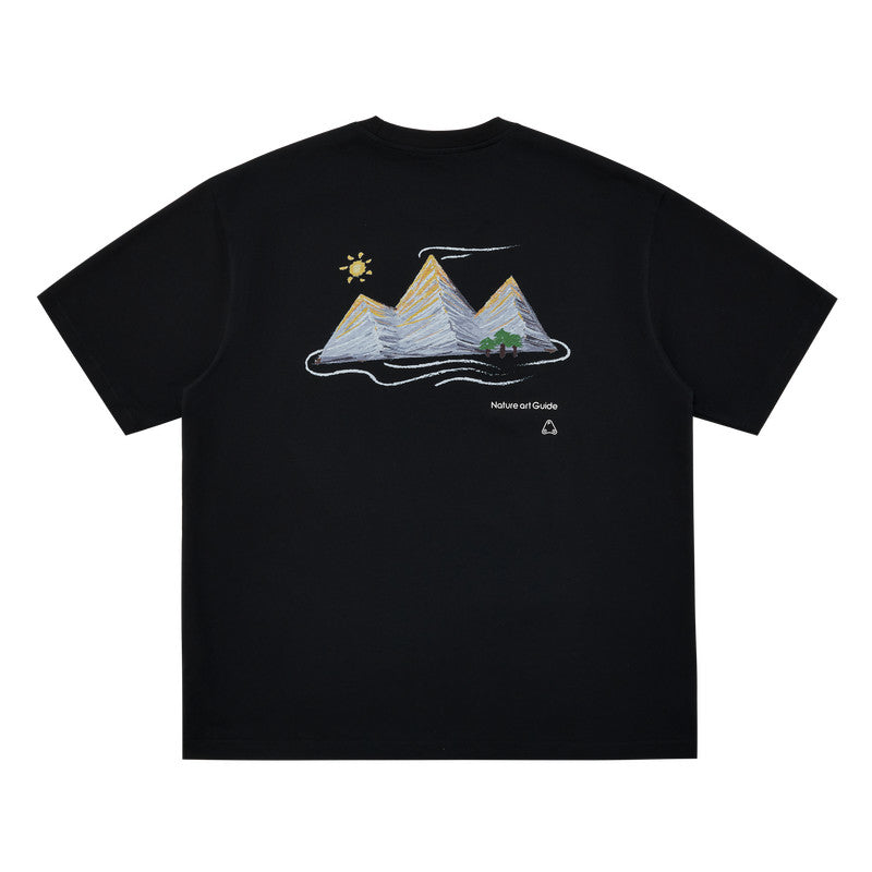 FPA COOLMAX Lyocell Mountain Print Short Sleeve T-Shirt for Men - Summer Cooling Breathable Crew Neck Athletic Tee