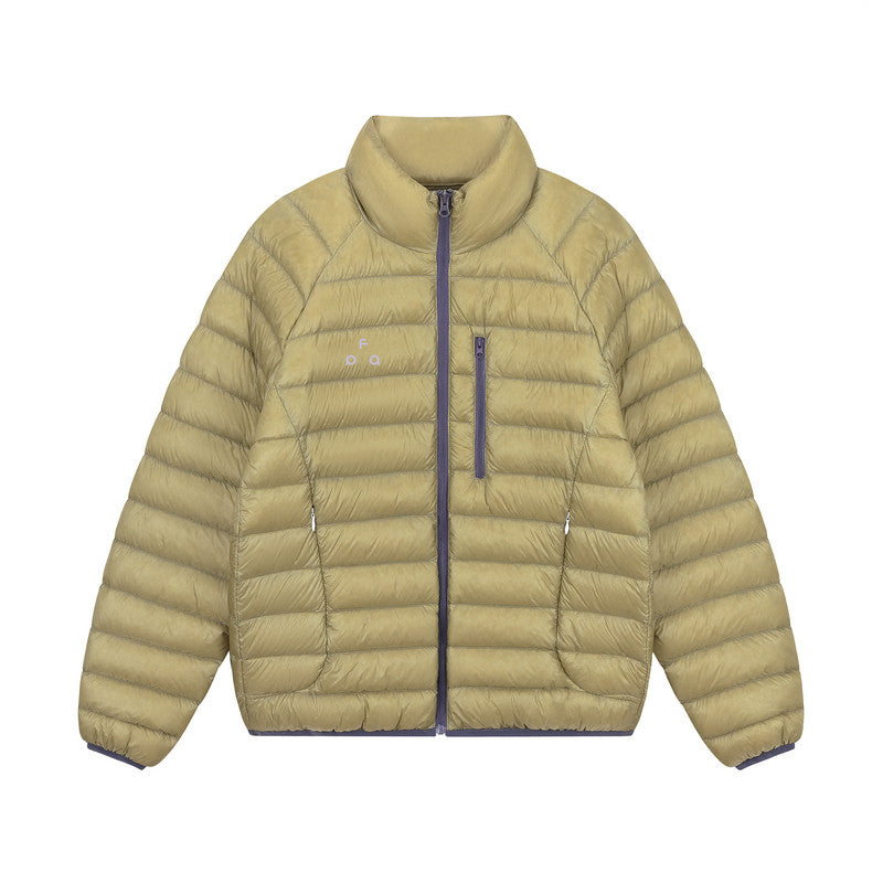 FPA Contrast Logo Printed Down Jacket – Autumn/Winter Lightweight Stand Collar Casual Couple Outdoor Coat