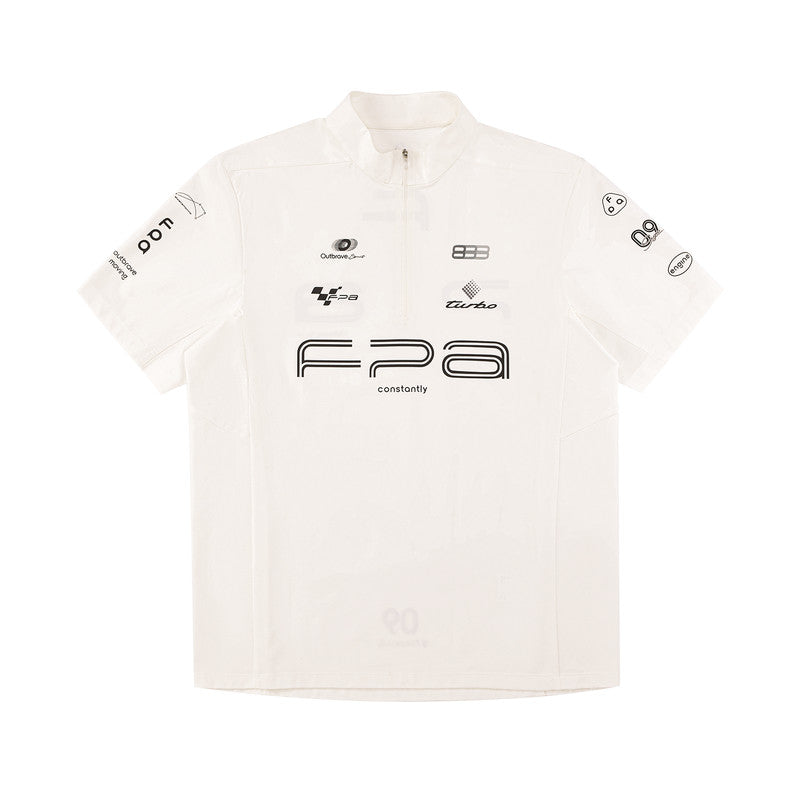 FPA Racing Cycling Half-Zip Short Sleeve T-Shirt – Breathable Quick-Dry Outdoor Summer Print Fitted Couple Tee for Men