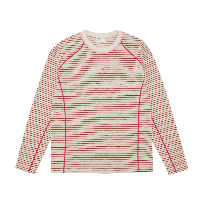 FPA Style Contrast Stripe Long-Sleeve T-Shirt for Outdoor Sports, Crew Neck, Unisex, Casual