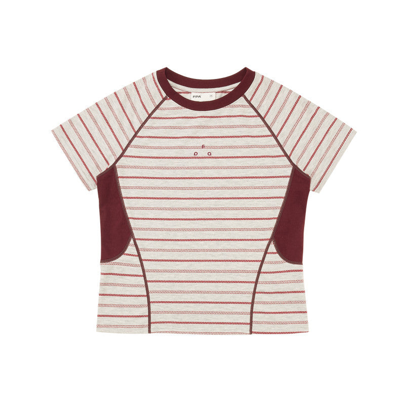 FPA Striped Color-Block Short Sleeve T-Shirt 2026 New Round Neck Casual Sports Slim Fit Tee