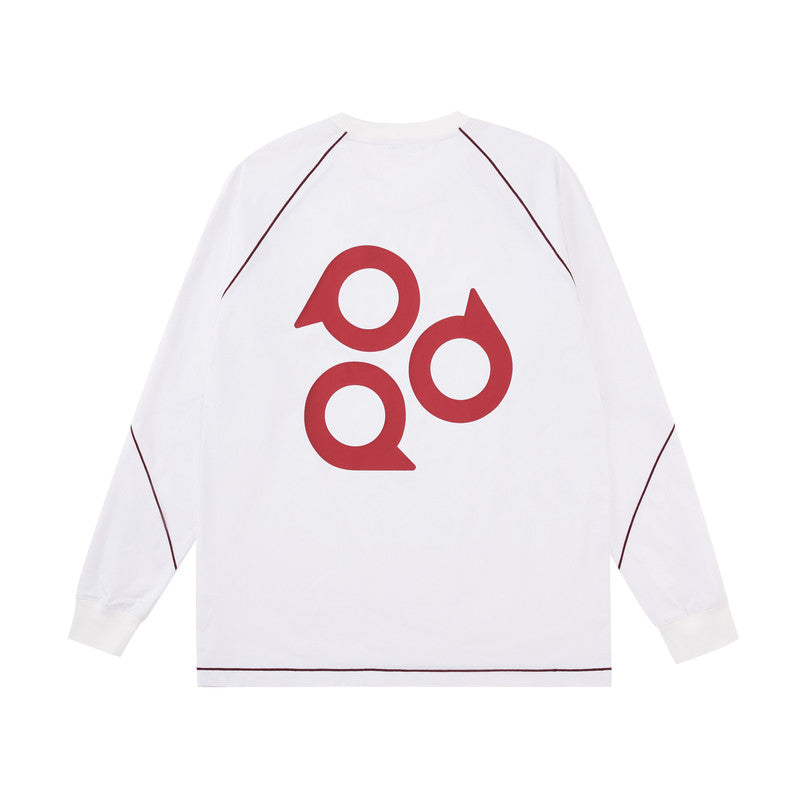 FPA Hasu Line Circle Contrast Long-Sleeve T-Shirt - Chinese Streetwear Trend, Loose Fit, Round Neck, Heavyweight Autumn Top