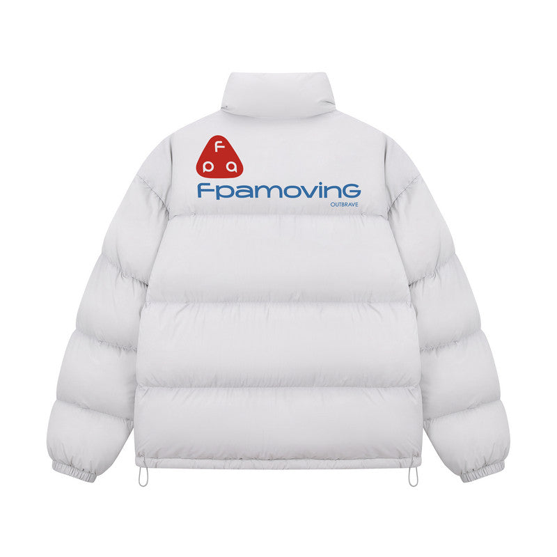 FPA Color-Block Logo Print Down Jacket Winter Sports Couple Short Thick Warm Down Coat