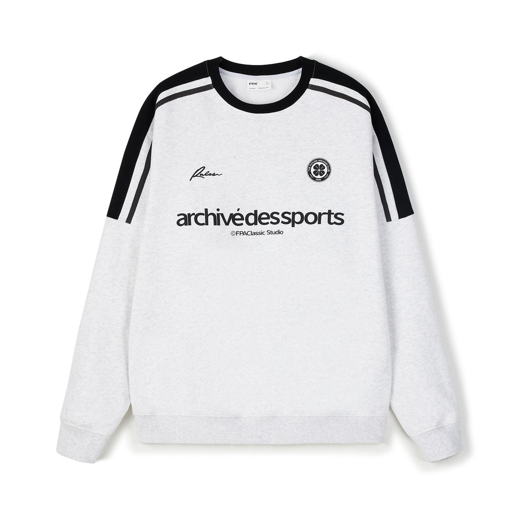 FPA Webbing Panel Contrast Retro Athletic Sweatshirt 2024 New Spring/Autumn Loose Fit Crew Neck Pullover Long Sleeve Men