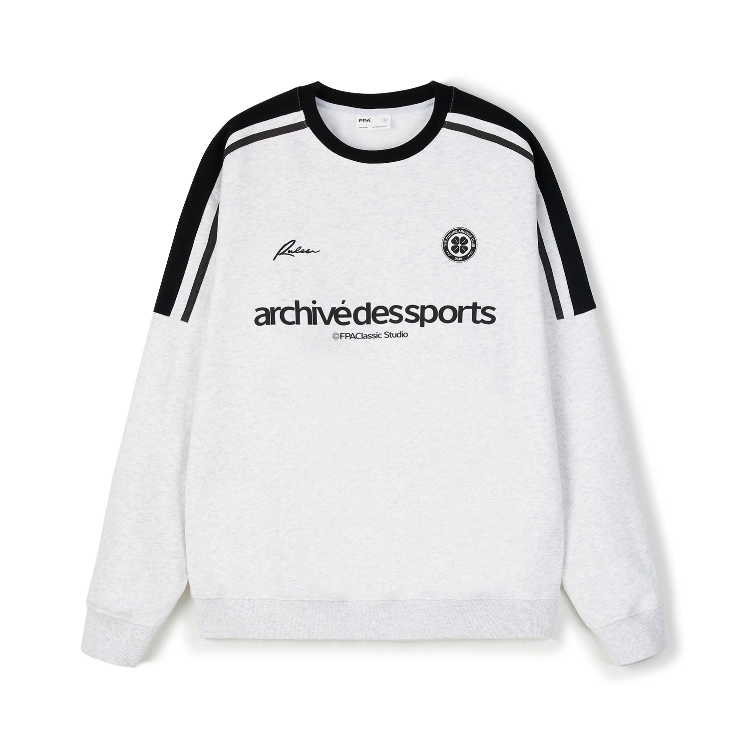 FPA Webbing Panel Contrast Retro Athletic Sweatshirt 2024 New Spring/Autumn Loose Fit Crew Neck Pullover Long Sleeve Men