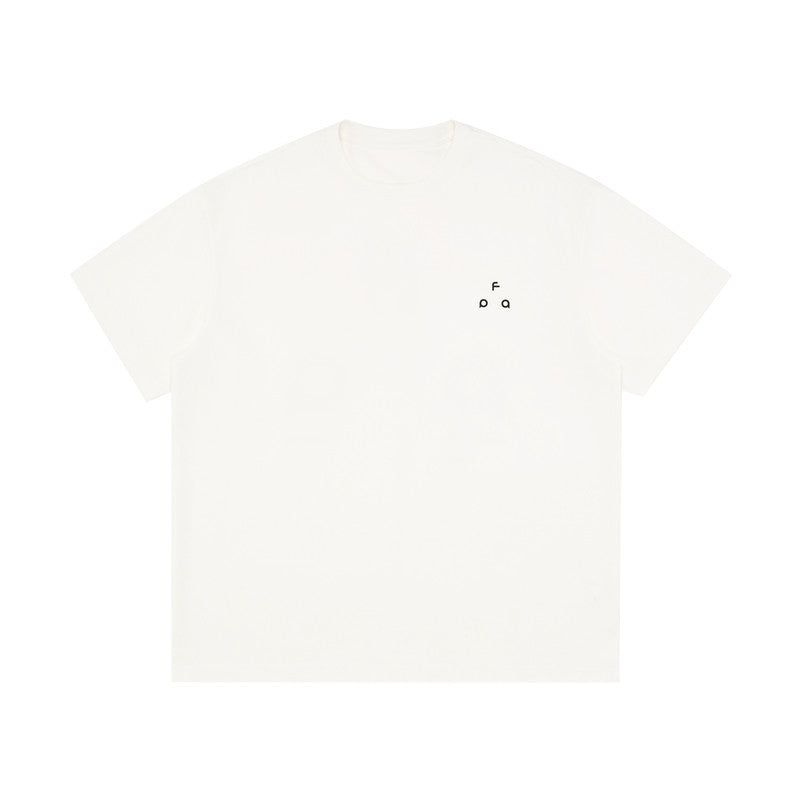 FPA Triangle Logo Short Sleeve T-Shirt - Chinese Streetwear Trendy Crew Neck Loose Basic Casual Minimalist Couple Summer Tee