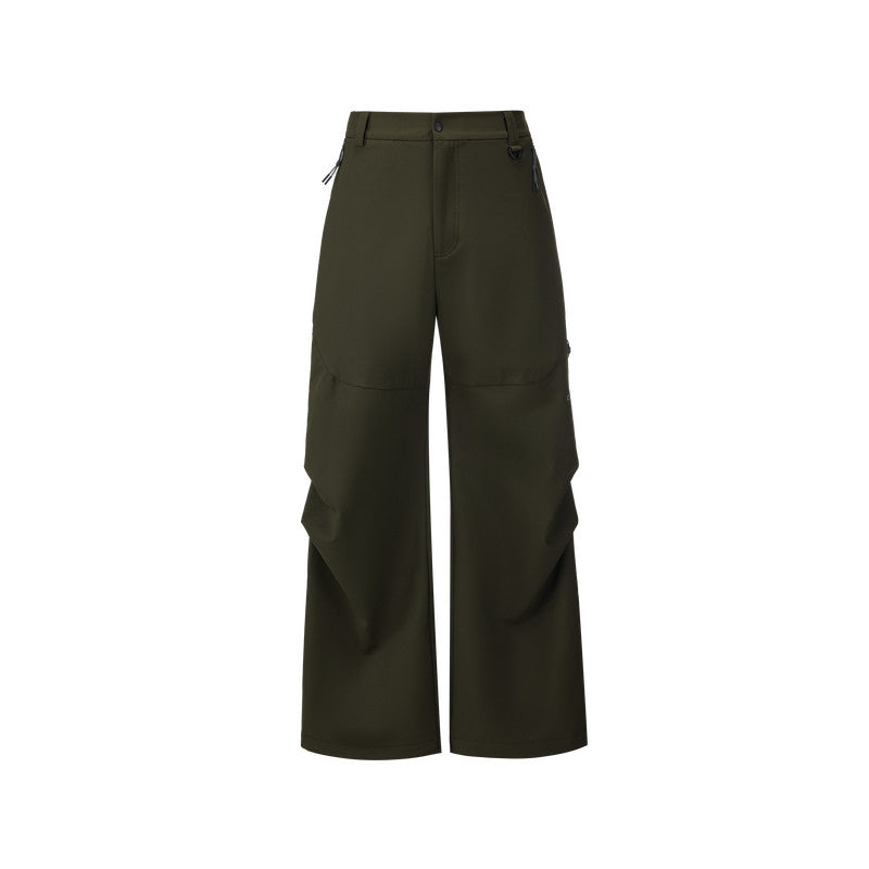 FPA Outdoor Softshell Casual Four-Way Stretch Skin-Friendly Drape Zipper Pants Men's Trendy Black Sports Pants