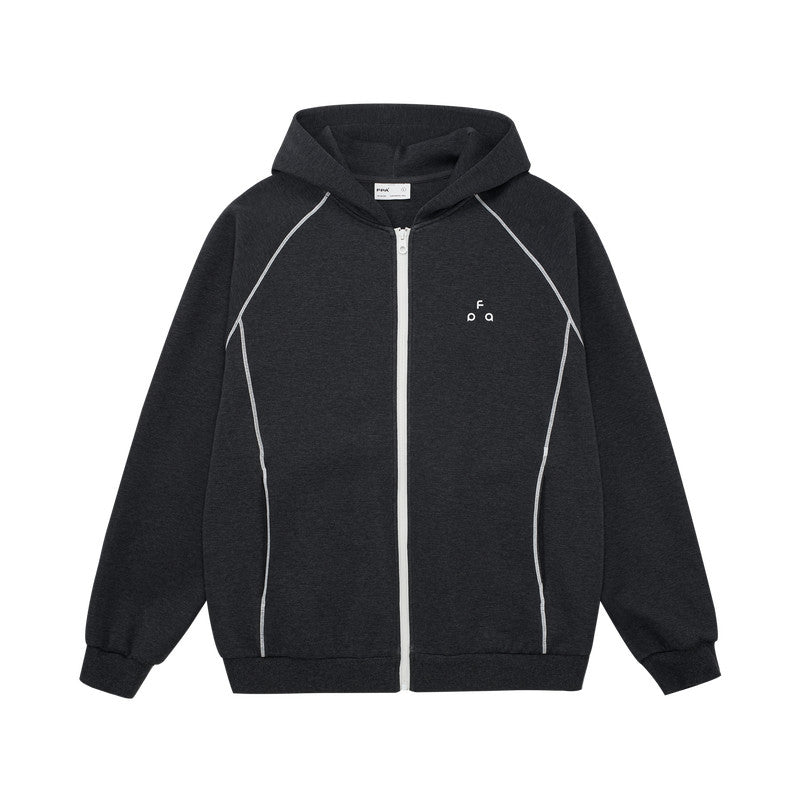 FPA Warm Fleece Hooded Zip-Up Sweatshirt - Chinese Streetwear Fall Loose-Fit Couple Casual Hoodie