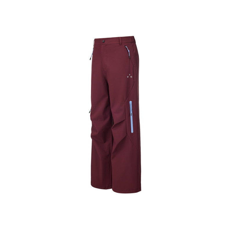 FPA Waterproof Abrasion-Resistant Contrast Zipper Trousers - Chinese Trend Outdoor Sports Mountaineering Windproof Straight-Leg Couple Casual Pants