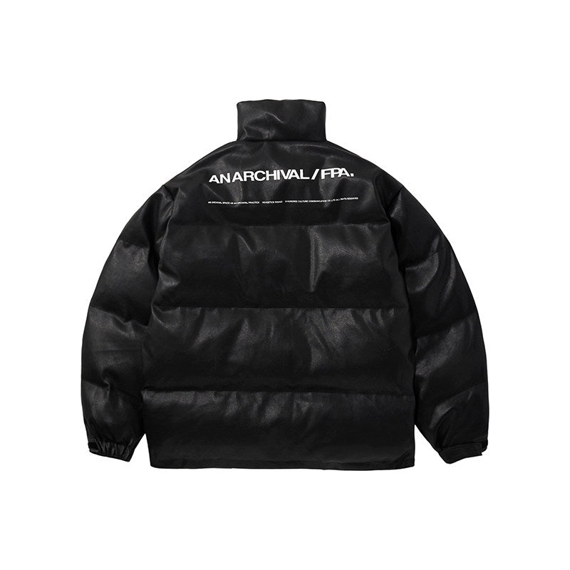 FPA Winter Couple PU Leather Cotton Jacket - Chinese Street Style Thick White Puffer Coat for Men