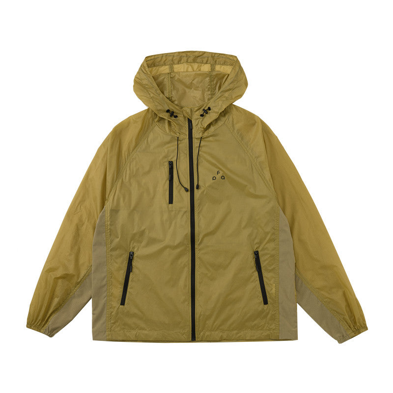 FPA Outdoor Lightweight Plaid UPF50+ Sun Protection Jacket - Chinese Street Style Unisex Loose Fit Thin Hooded Coat