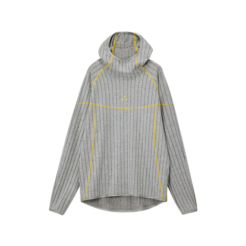 FPA Textured Contrast Long Sleeve Hooded T-Shirt 2026 New Spring/Fall Unisex Streetwear Stripe Design
