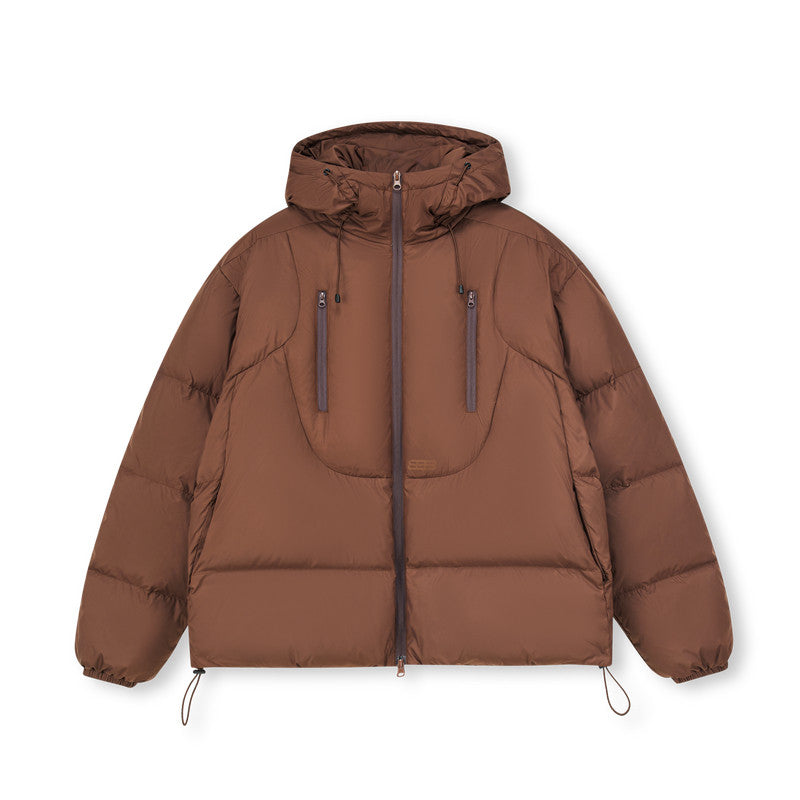 FPA Double-Zip Hooded Down Jacket – Chinese Streetwear Trend Winter Short Couple Warm Coat