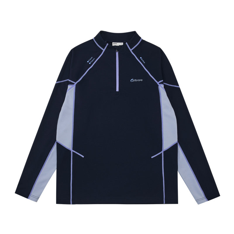 FPA Color-Block Long Sleeve Cycling Shirt - Chinese Streetwear Trendy American Style Half-Zip Autumn Couple Outdoor T-Shirt