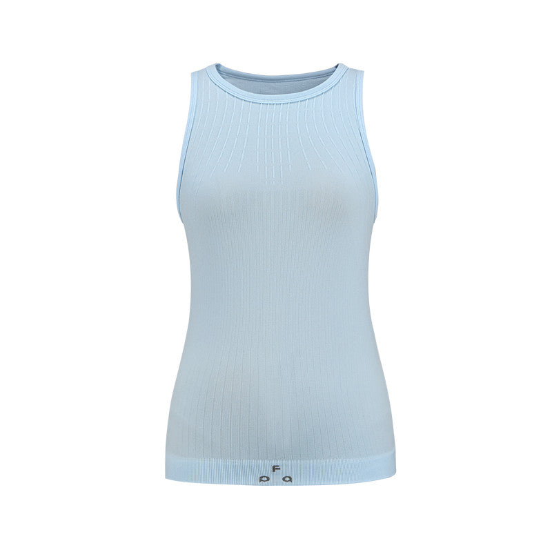 FPA Seamless Textured Knit Athletic Casual Vest – Summer Inner Layer Basic Logo Sleeveless Top